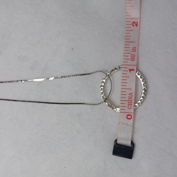 Sterling Silver Sepertine  925  Lab Diamond Circle   Pendant 24 Long - Picture 9 of 10